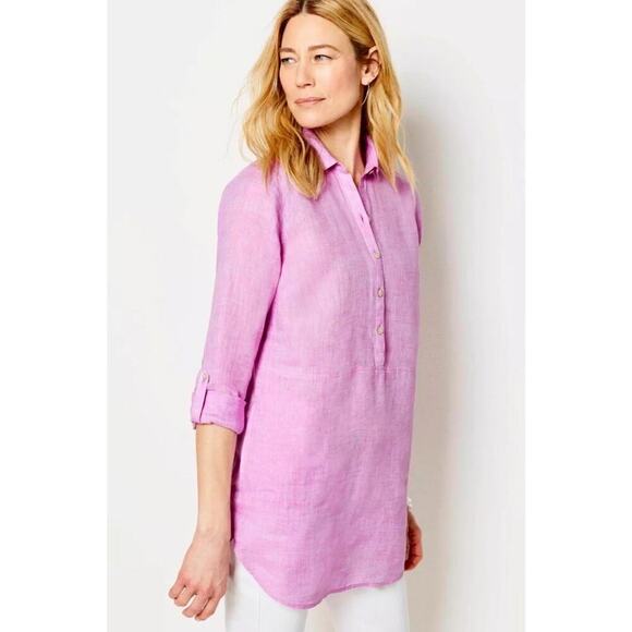 J. Jill Tops - J.Jill Love Linen Relaxed Tunic Top Size L Petunia Pink Lagenlook‎ Coastal Beach